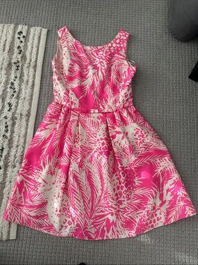Taylor Pink and Cream Tropical Print Dress Barbie girl